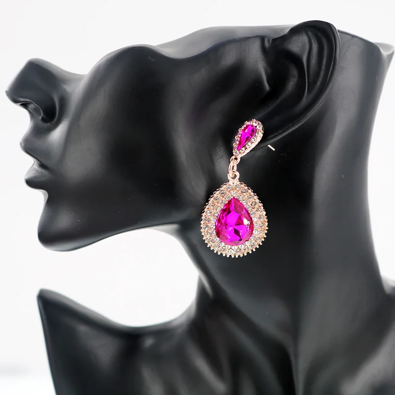 Новые Модные Элегантные серьги капли с драгоценным камнем и кристаллами для