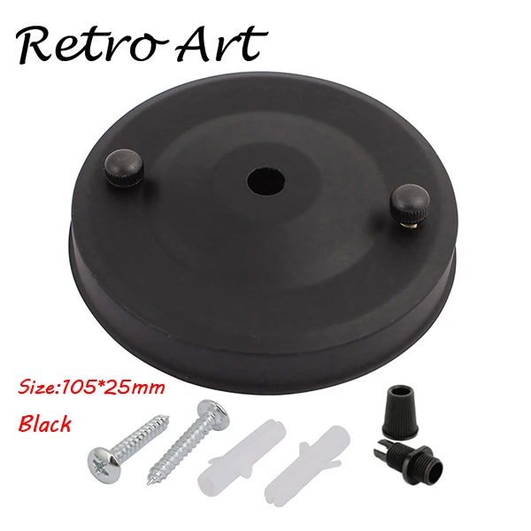 Black D100mm старинный металлический потолочный в виде розетки в ретро стиле потолочный навес с Зажим для шнура-хром - Цвет: Black
