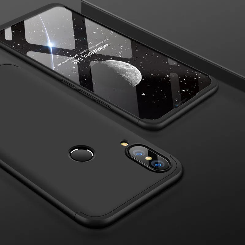 black 360 полная защита чехол 3 в 1 на huawei honor вид 20 10 9 8X 8C 7A 7C Коврики 20 lite P20 pro Nova 4 3 3i P smart крышка - Цвет: black