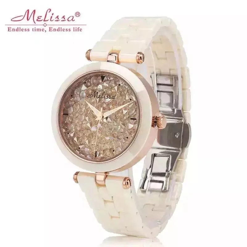 Часы женские керамические с браслетом и кристаллами F8160|montre brand|montre fashionmontre femme |