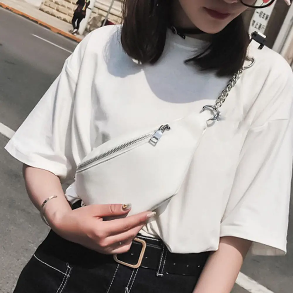 Повседневная Кожаная поясная сумка Lychee с цепочкой Водонепроницаемая