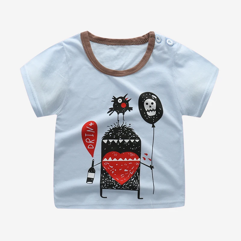 animal print baby boys T shirt summer casual short sleeves T-shirts car cotton toddler children kids clothes 2T-12T tops | Детская