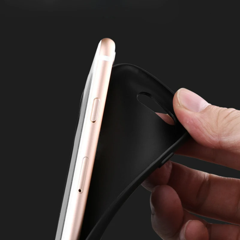 Ультратонкий ТПУ матовый чехол для телефона iPhone X 7 8 6 6S Plus 5 S 5S SE XS Max XR черный