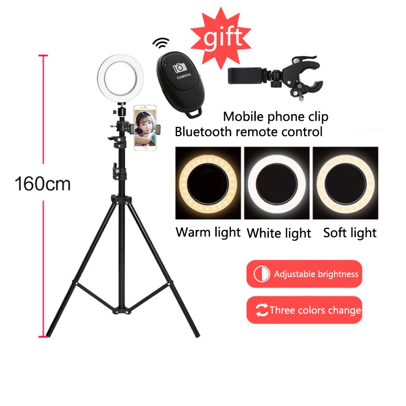 6 &quotпродукт лампа для съемок Led камера фотография кольцо света штатив Мобильный