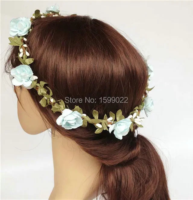 Обруч для волос цветочный из красной бумаги с розами повязка на голову в богемном