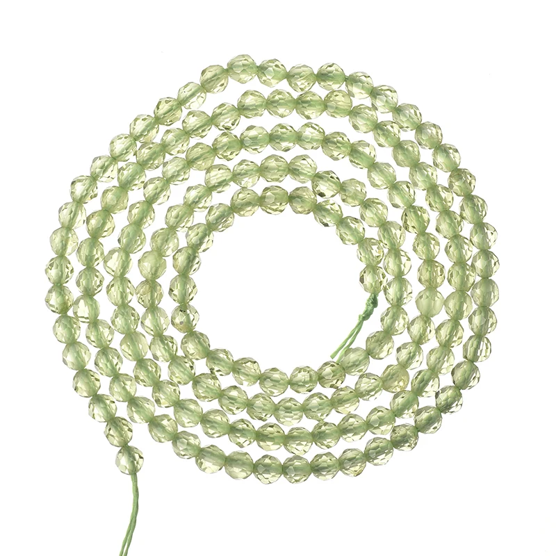 Ожерелье женское 3-2 мм светло-зеленое с камнем Перидот (оливин) ручной работы 15