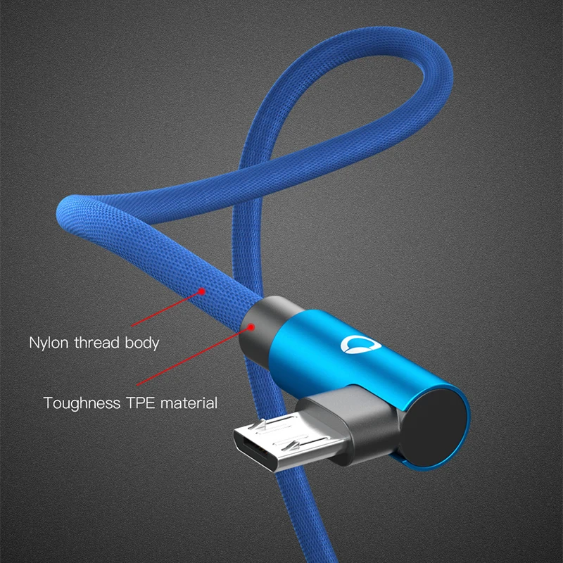 Кабель Micro usb PZOZ для быстрой зарядки 90 градусов кабель передачи данных xiaomi redmi huawei