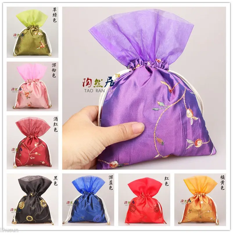 Wholesale10pcs Chinese Vintage Embroiderd Silk Jewerly Pouch Purse Gift Bag | Украшения и аксессуары