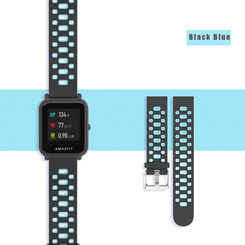 20 мм спортивный ремешок для часов Amazfit GTS силиконовый на запястье Xiaomi Huami Bip BIT Lite