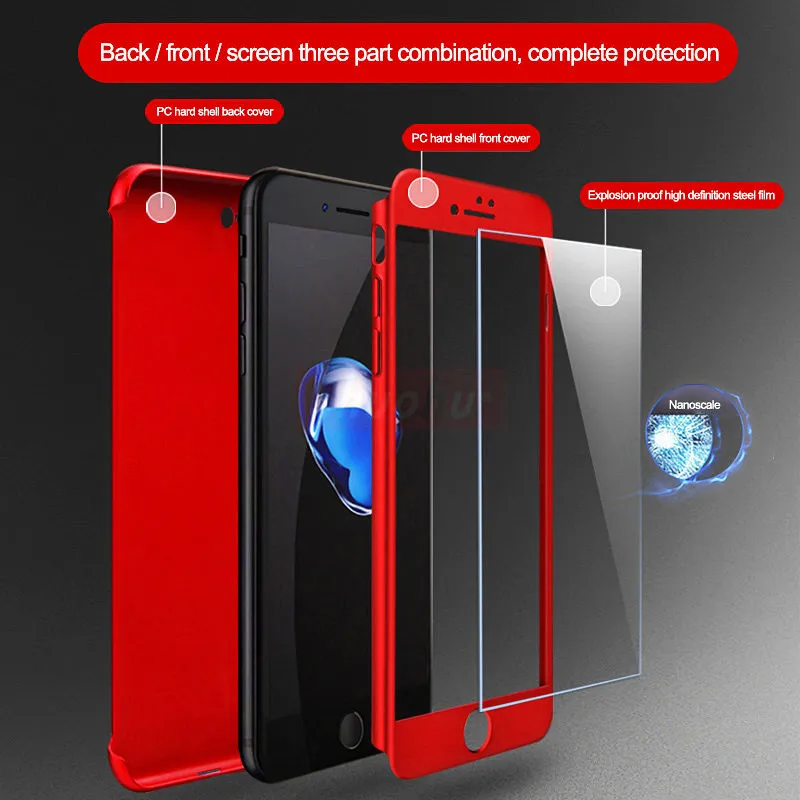 Роскошные полная защита 360 телефон случаях для iPhone 7 6 6S 8 плюс крышка X 5 5S SE с