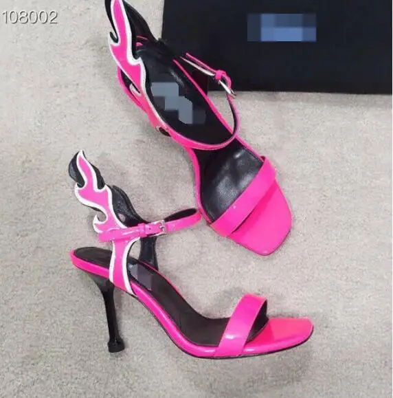 Женские сандалии с открытым носком на высоком каблуке цветным хвостом реальные