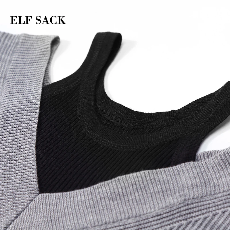 Женское платье с длинным рукавом ELFSACK осеннее до колена О-образным вырезом для