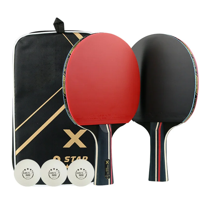 

Table Tennis Bat Racket PingPong Paddle Long Short Handle Durable Bag 3 Balls MC889