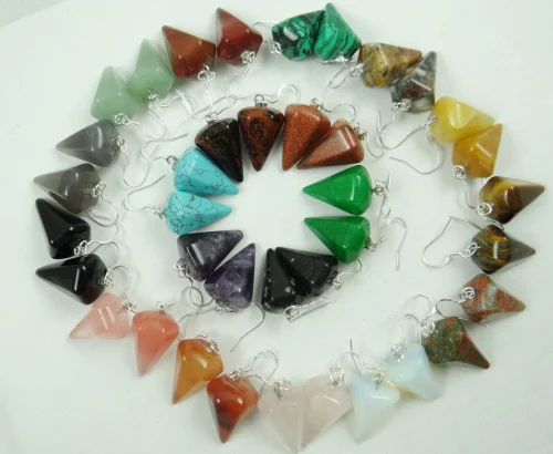 Натуральный камень тигровый глаз бирюза кварцевый кристалл опал маятник серьги