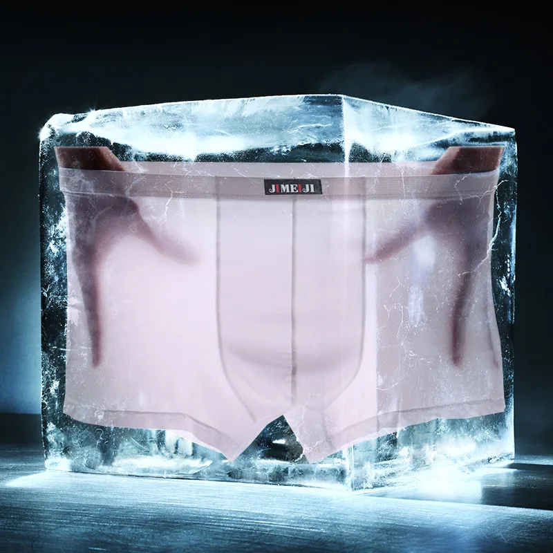 

Ice Silk Man Solid Transparent Underwear Sexy Breathable Smooth Soft Male Boxers Thin Low Waist Summer Cueca Underpants