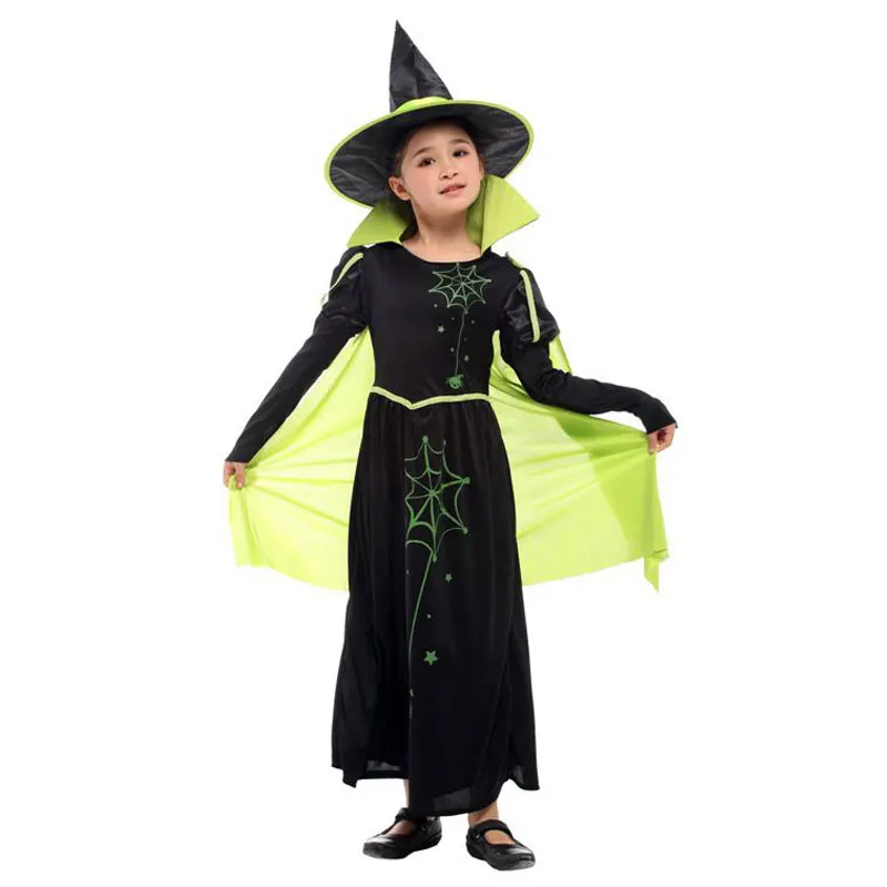 Witch Girl Green Umorden/детский маскарадный костюм Волшебника страны Оз, оловянного человека, Дороти, чучела, ведьмы, льва для девочек, мальчиков, подростков, девочек и мальчиков на Хэллоуин - Цвет: Witch Girl Green