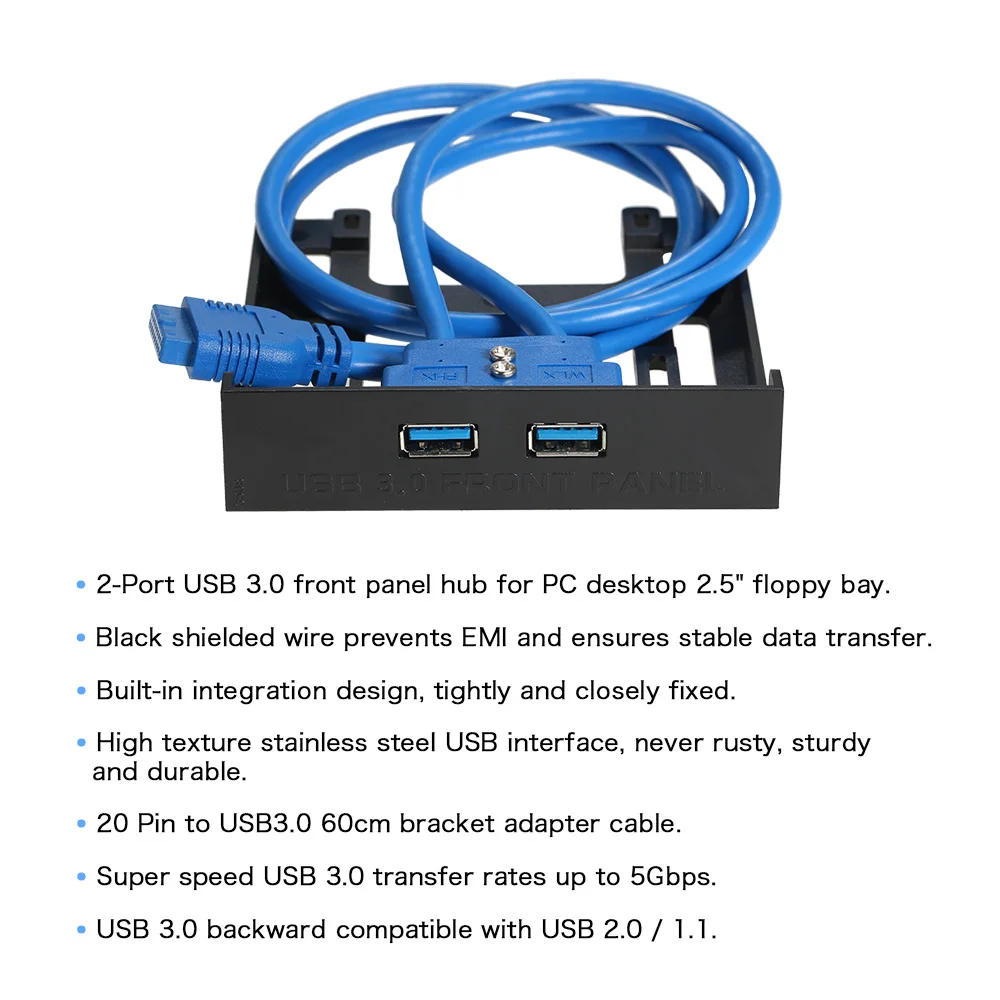 USB 3 0 Передняя панель концентратор 2 порта расширительный отсек 20 Pin к USB3.0 60 см