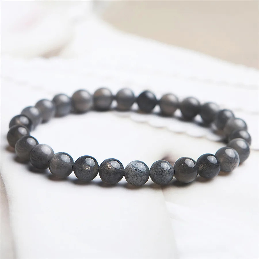 Женские браслеты из натуральных черных камней 7 мм браслет натурального