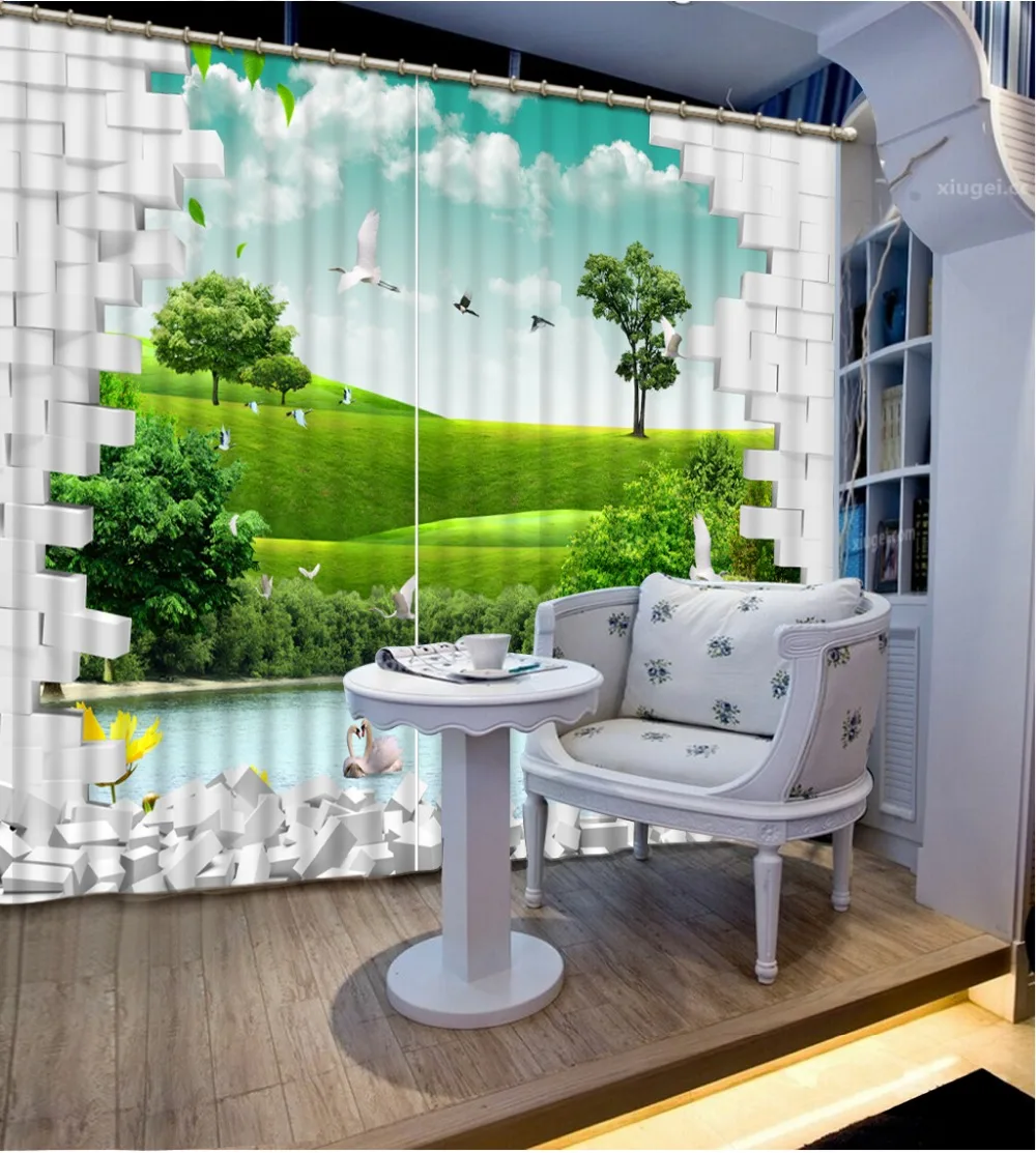

curtains living room window brick landscape fashion decor home decoration for bedroom living room curtain