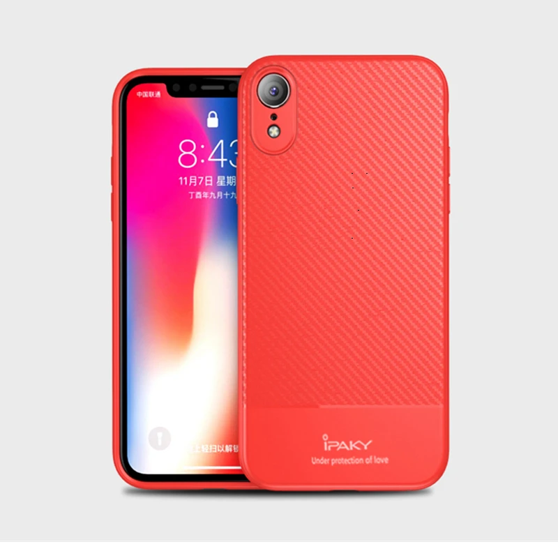 IPAKY противоударный силиконовый чехол из углеродного волокна для Iphone XS X Max XR