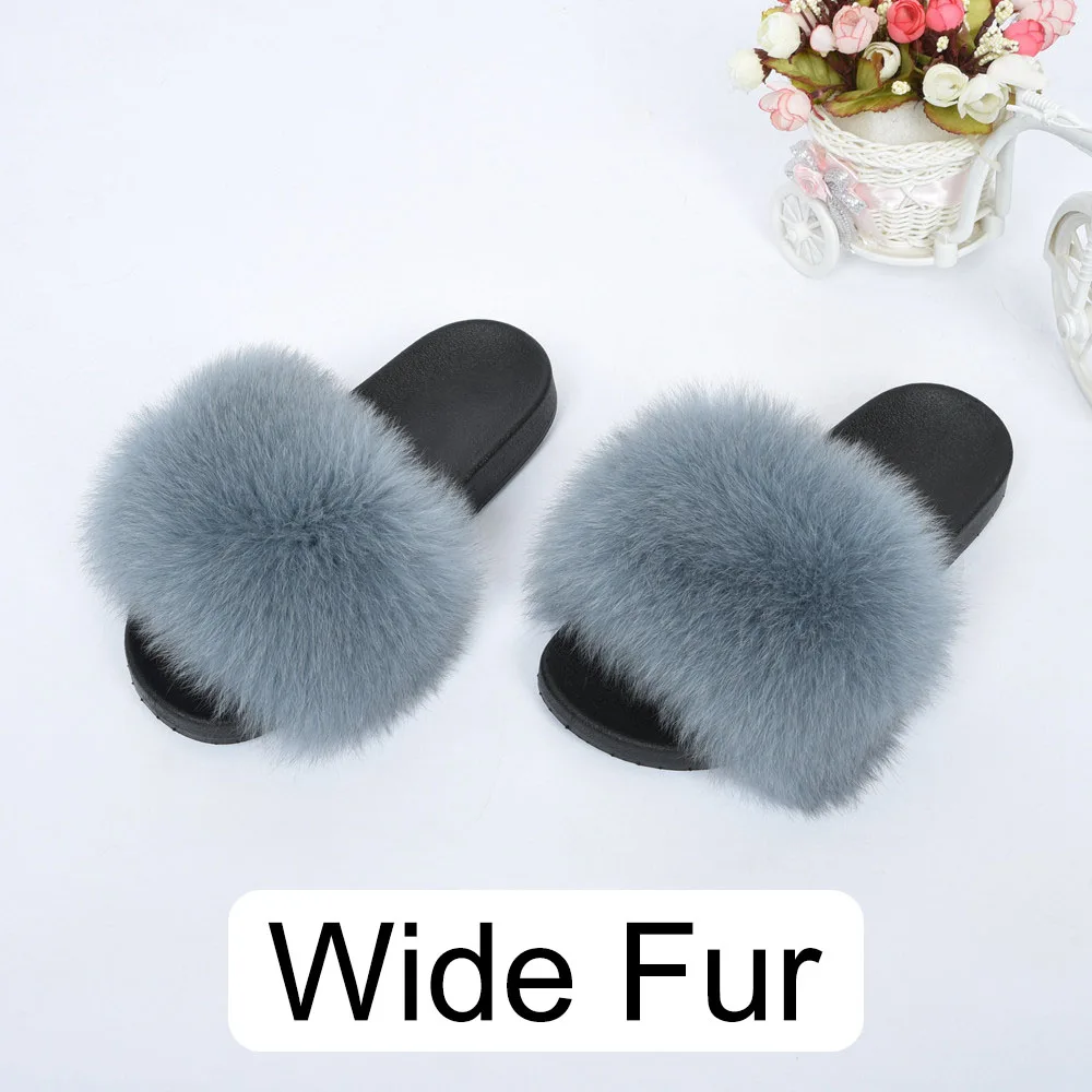 Grey Blue 14cm Женские шлепанцы из натурального Лисьего меха на 14 см; летние шлепанцы; модные стильные шлепанцы наивысшего качества; /розничная ; S6018W - Цвет: Grey Blue 14cm