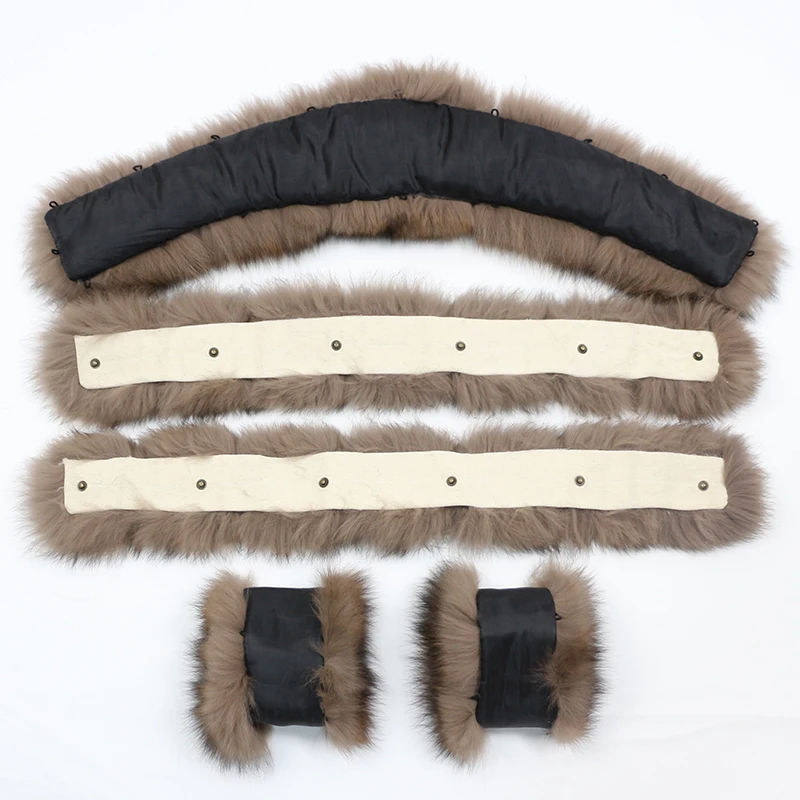 OFTBUY/; воротник из натурального меха; манжеты; большой натуральный мех енота; лисий мех; Зимняя мода