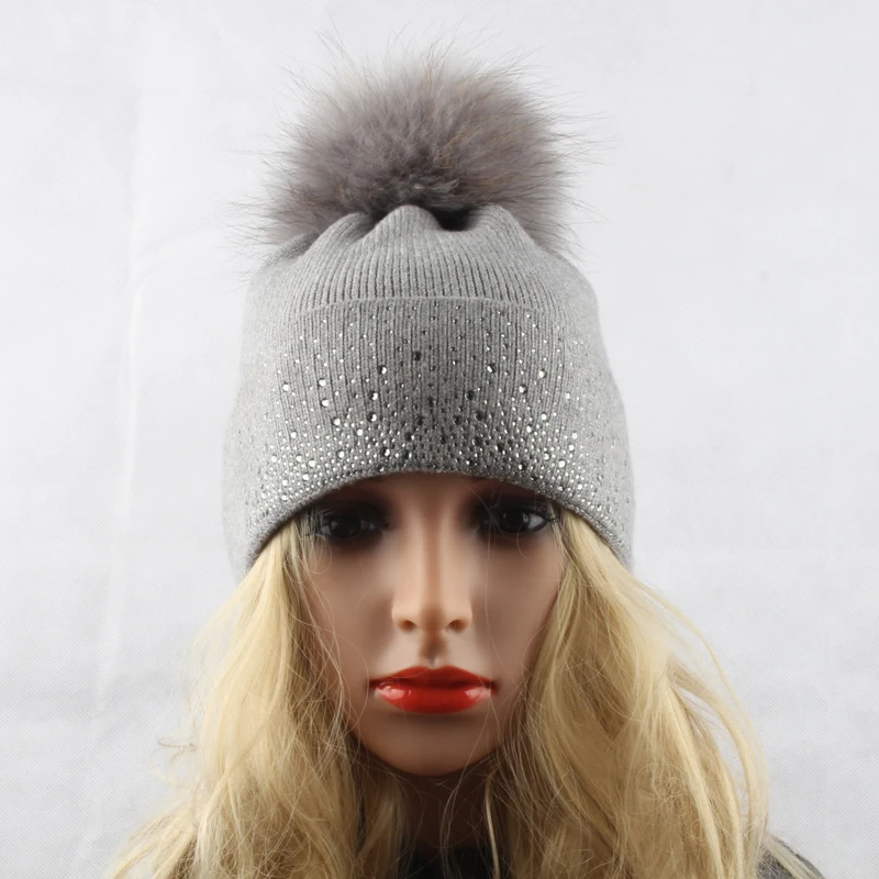 Женские зимние шерстяные головные уборы с помпоном женская вязаная теплая шапка