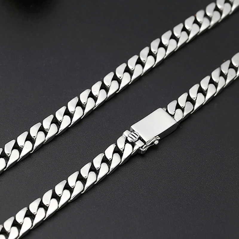 Fine jewelry 925 sterling silver jewelry link chain necklace Top quality Thai silver men's 8mm Heavy S925 Silver Chain 55cm/60cm