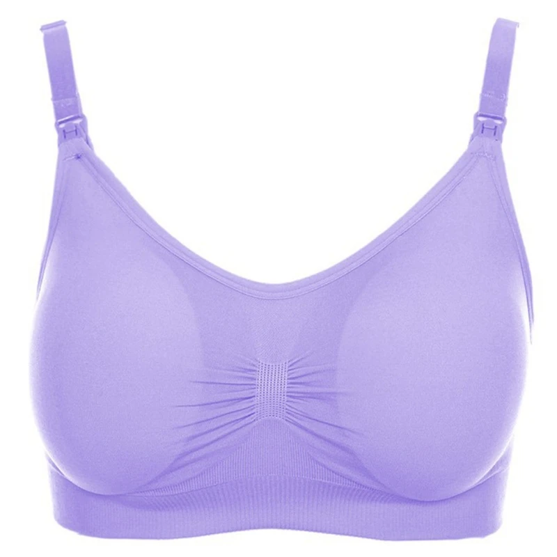 Purple XL Женский бюстгальтер для кормящих мам Бюстгальтер для кормления грудью без косточек пуш-ап Новинка - Цвет: Purple XL