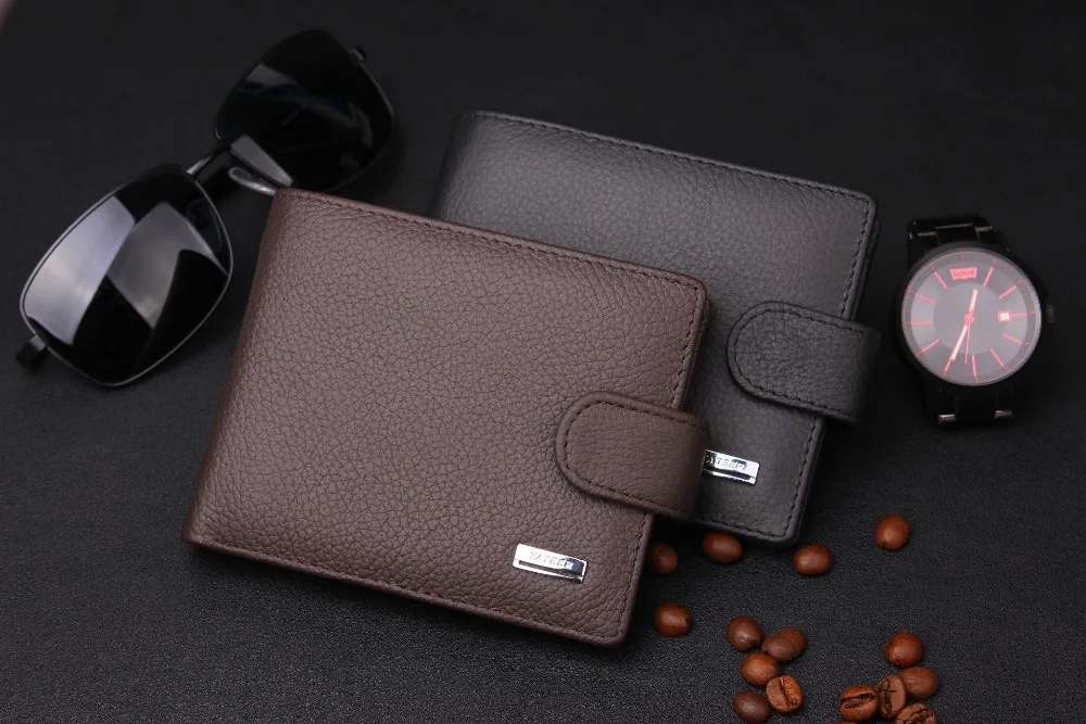 100% Genuine Leather Wallet Men Purse Wholesale Male Short Wallets Small Change Vintage Handbag 2 Colors Free Shipping | Багаж и сумки