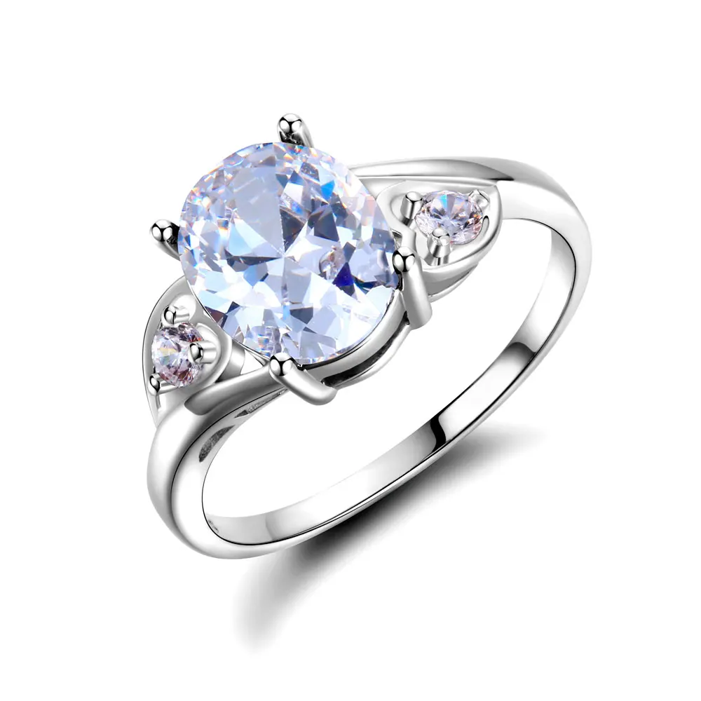 White CZ GUYINKU созданный фианит небесно-голубой фиолетовый розовый овальный создан AAA+ CZ Красочные Каменные Кольца для женщин подарок Прямая поставка - Цвет основного камня: White CZ