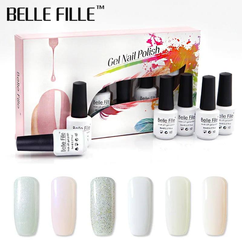 Belle Fille 8 мл гель лак для ногтей набор розовый цвет Soak Off Gel лаки 6 шт./лот Vernis полу