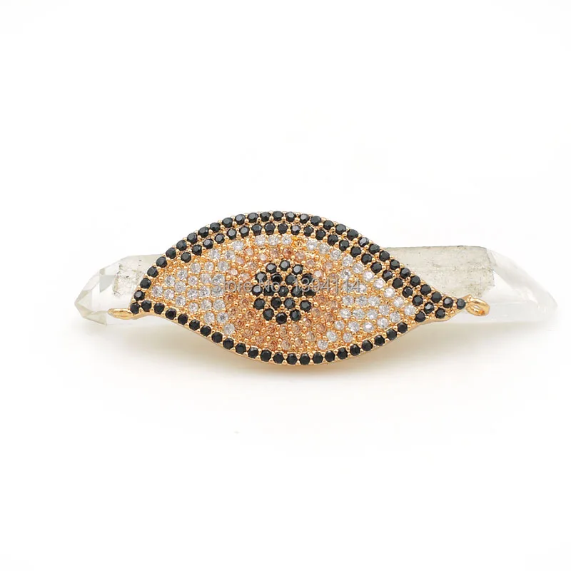 35*14*3 мм Micro Pave черный прозрачный оранжевый CZ сглаза Шарм Разъем Fit для мужчин и
