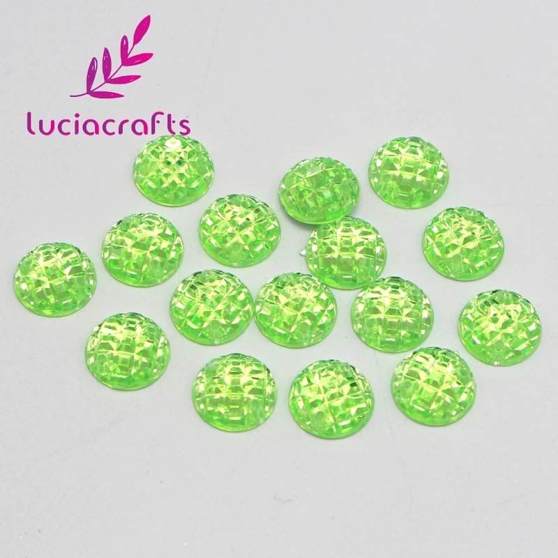 Lucia crafts, 50 шт./лот, круглые пришивные камни, акриловые стразы с плоской задней стороной, стразы для шитья, 10 мм, D1204