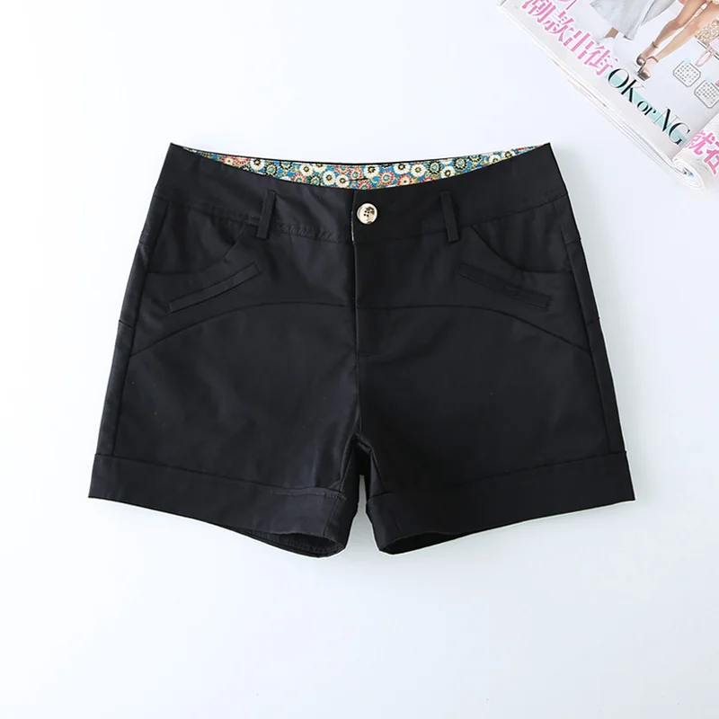 2019 белые хлопковые шорты женские размера плюс средняя талия короткие штаны для