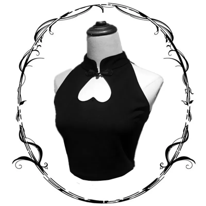 Тьма жесткий девушка Qipao короткий жилет пикантные для женщин открытым пупка
