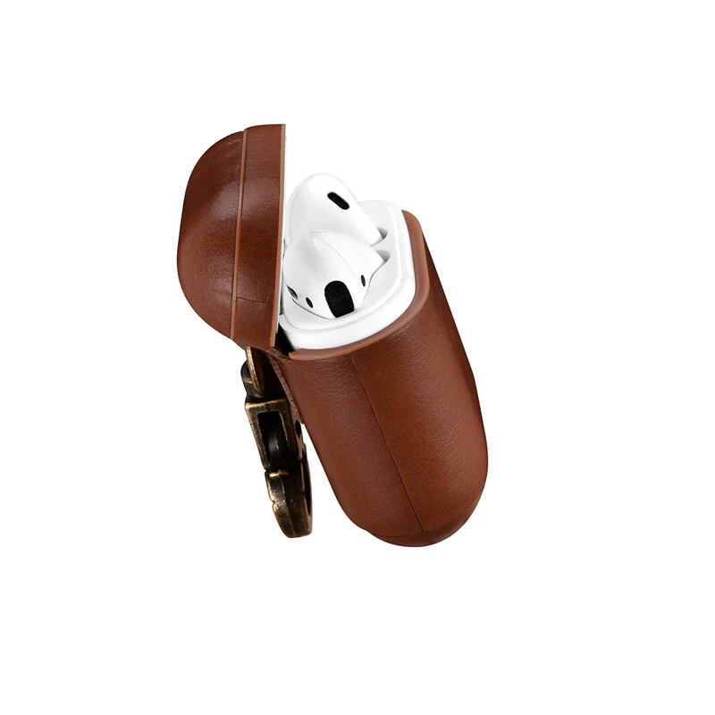 Чехол для наушников Apple Airpods кожаный чехол с кнопками аксессуары защитный