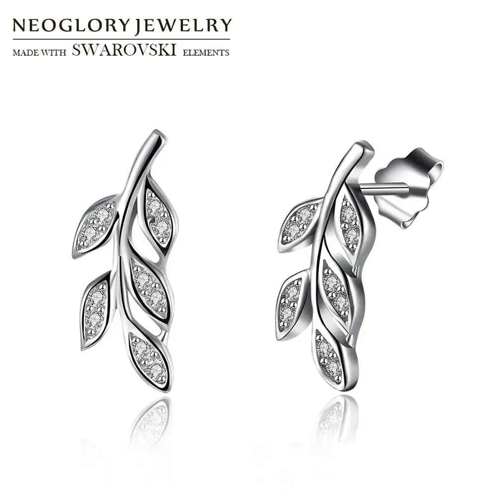 Серьги гвоздики Neoglory из стерлингового серебра S925 пробы и фианита ААА стильные