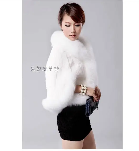 Женская зимняя и осенняя Свадебная меховая шаль S/6Xl черно белая Повседневная