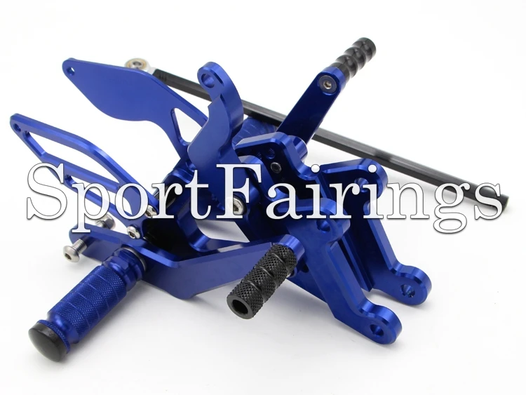 Регулируемый CNC Заготовка синий задний Набор для ног Yamaha YZF R6 03 04 05 2003 2005