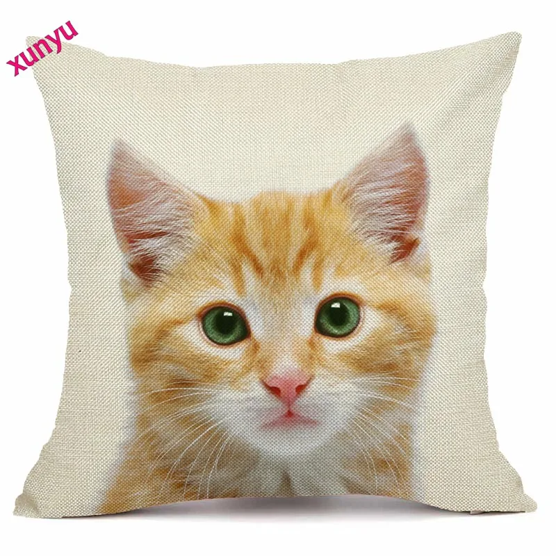 XUNYU Симпатичные желтый кот белье Наволочка диван Square Decorative Pillow крышка животный принт Чехлы 45X45 см BT001 - Цвет: 4