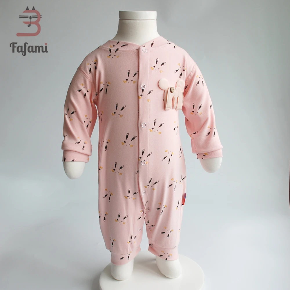 

Newborn Baby Girl Clothes Single Breasted Cotton Baby Clothing Cute Rabbit Baby Footies For New Born Baby Girl Winter Overalls