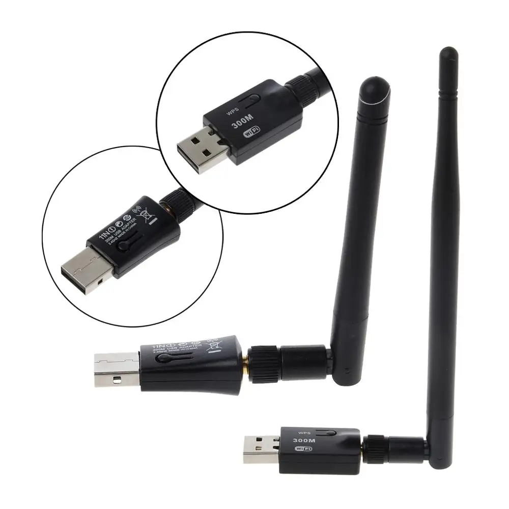 Мини USB Wifi адаптер 300 Мбит/с 2 дБ 5 дБ антенна сетевая Lan Карта ПК Wi-Fi приемник беспроводной 802.11b/n/g высокоскоростной Wifi адаптер