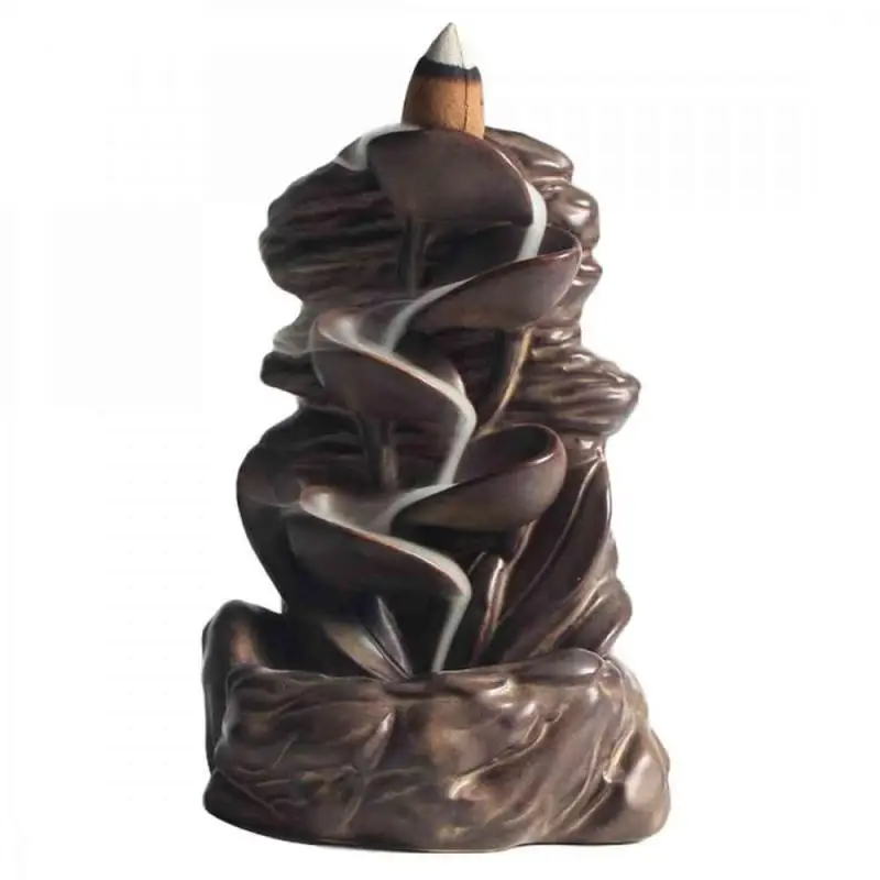 

Backflow Incense Burner Smoke Waterfall Ceramic Censer Mountain River Handicraft Incense Holder Backflow Creative Home Decor