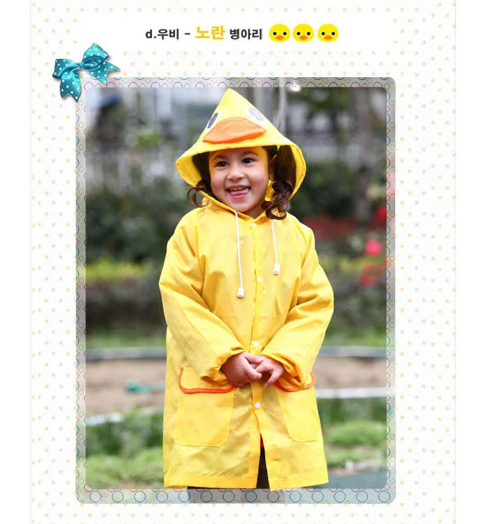 Детский дождевик с мультяшным изображением утки кролика лягушки |