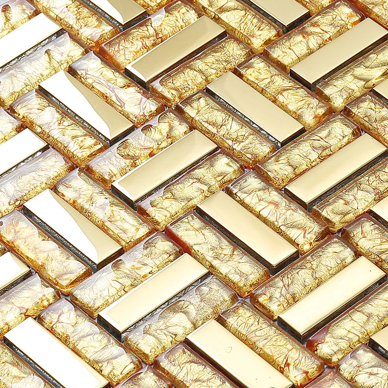 Стеклянная мозаичная плитка из хрустального стекла в полоску EHGM1020D для кухни