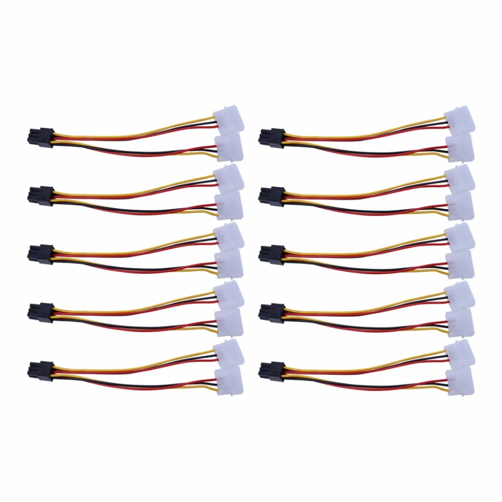 10 шт./компл. двойной 4 контактный разъем Molex для One PCI E 6 питания кабель адаптера