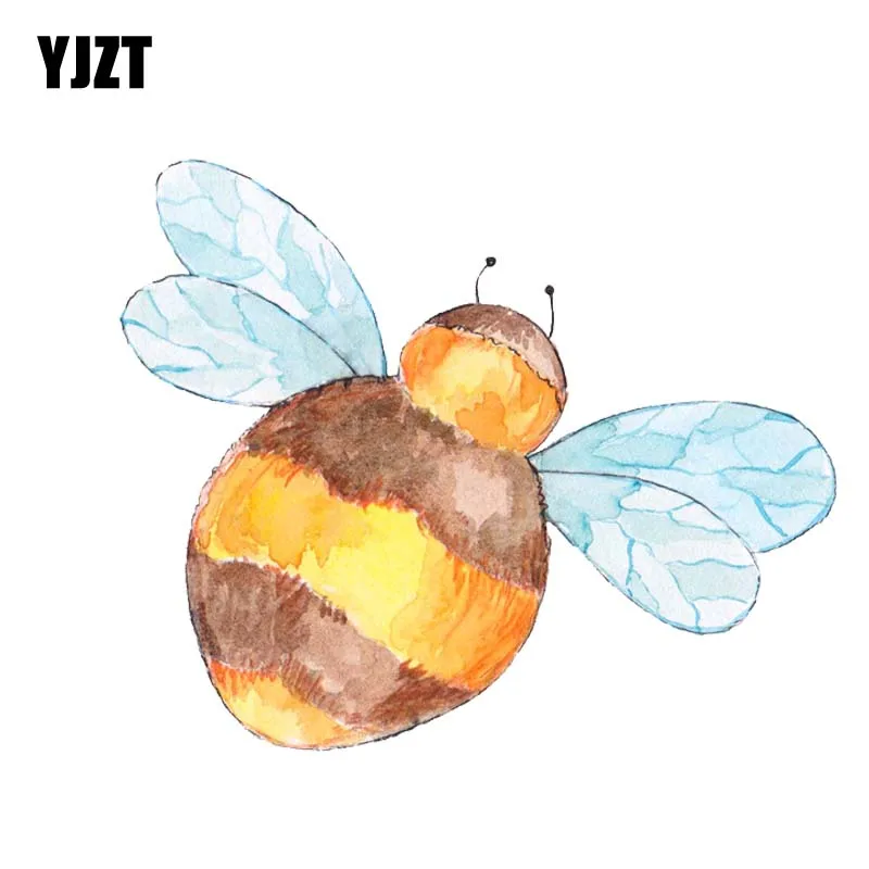 

YJZT, 14,1 см * 11,7 см, качественная ПВХ-наклейка с мультяшными пчелами, ручная роспись, автомобильная наклейка 12-300591