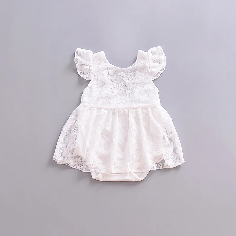 Модная одежда для новорожденных и маленьких девочек боди чисто белое кружевное