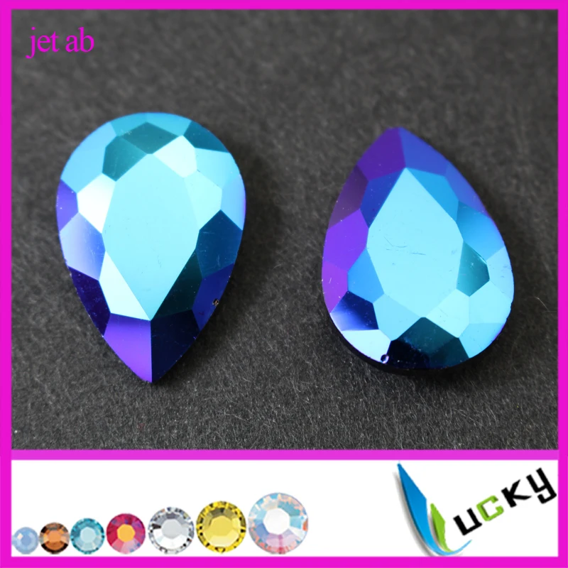 Струйный цвет с цветной окантовкой стразы 20x30 мм грушевидной формы
